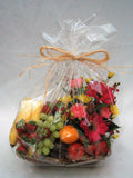 Seasonal fruit basket with flowers