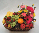 Seasonal fruit basket with flowers