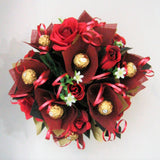 Chocolate box with artificial flowers